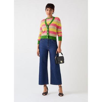Cinzia Treetop Zig Zag Multi Pointelle Knit Cardigan, Green