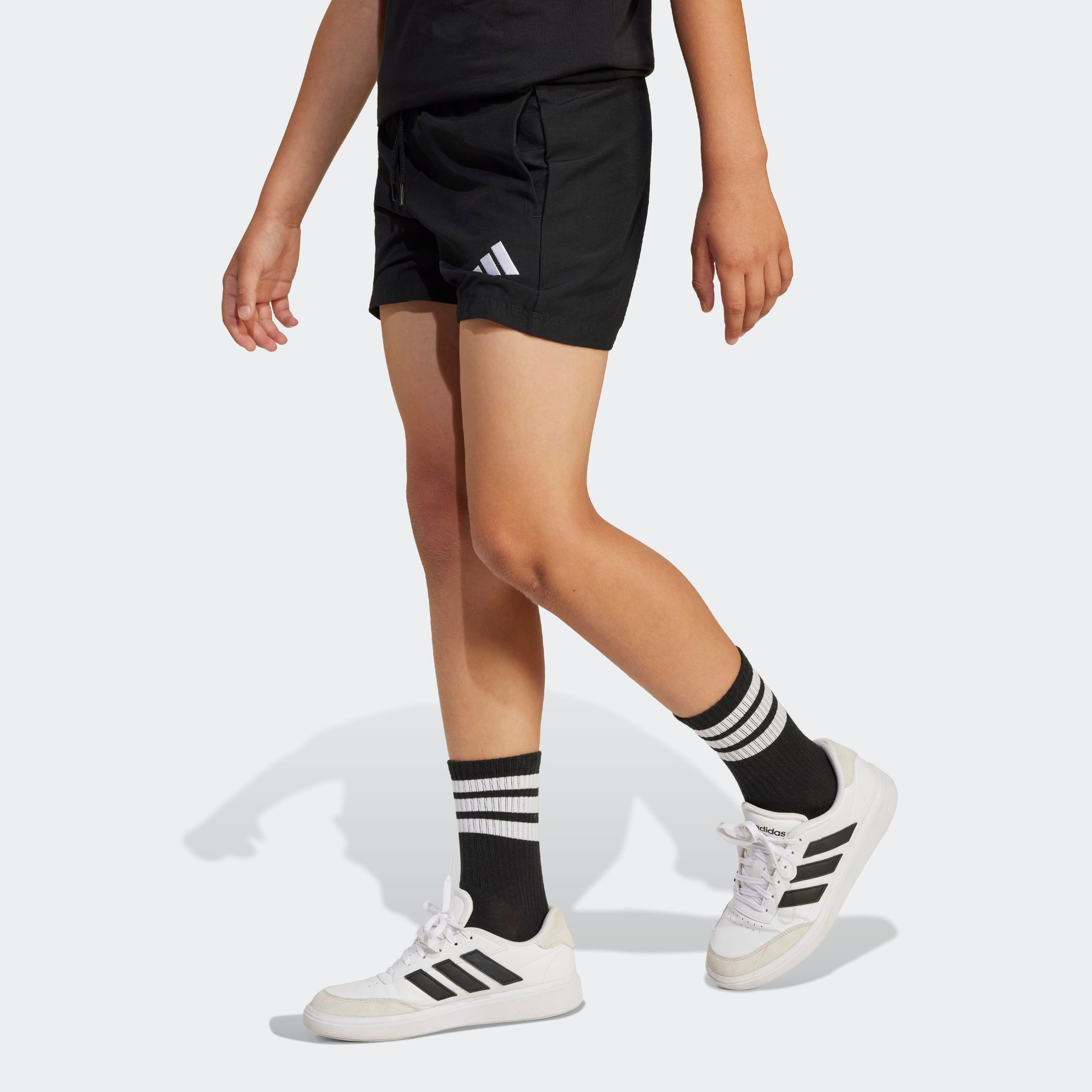 Shorts ADIDAS SPORTSWEAR "J SL CHELSEA SH", Kinder, Gr. 152, N-Gr, schwarz-weiß (schwarz, weiß), Obermaterial: 100% Polyester, Hosen Image