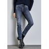 Slim-fit-Jeans STREET ONE "Style YORK", Damen, Gr. 26, Länge 30, blau (mid blau wash), Denim/Jeans, Obermaterial: 78% Baumwolle, 21% Polyester, 1% Elasthan, unifarben, casual, slim fit knöchelfrei, Jeans, im Five-Pocket Style