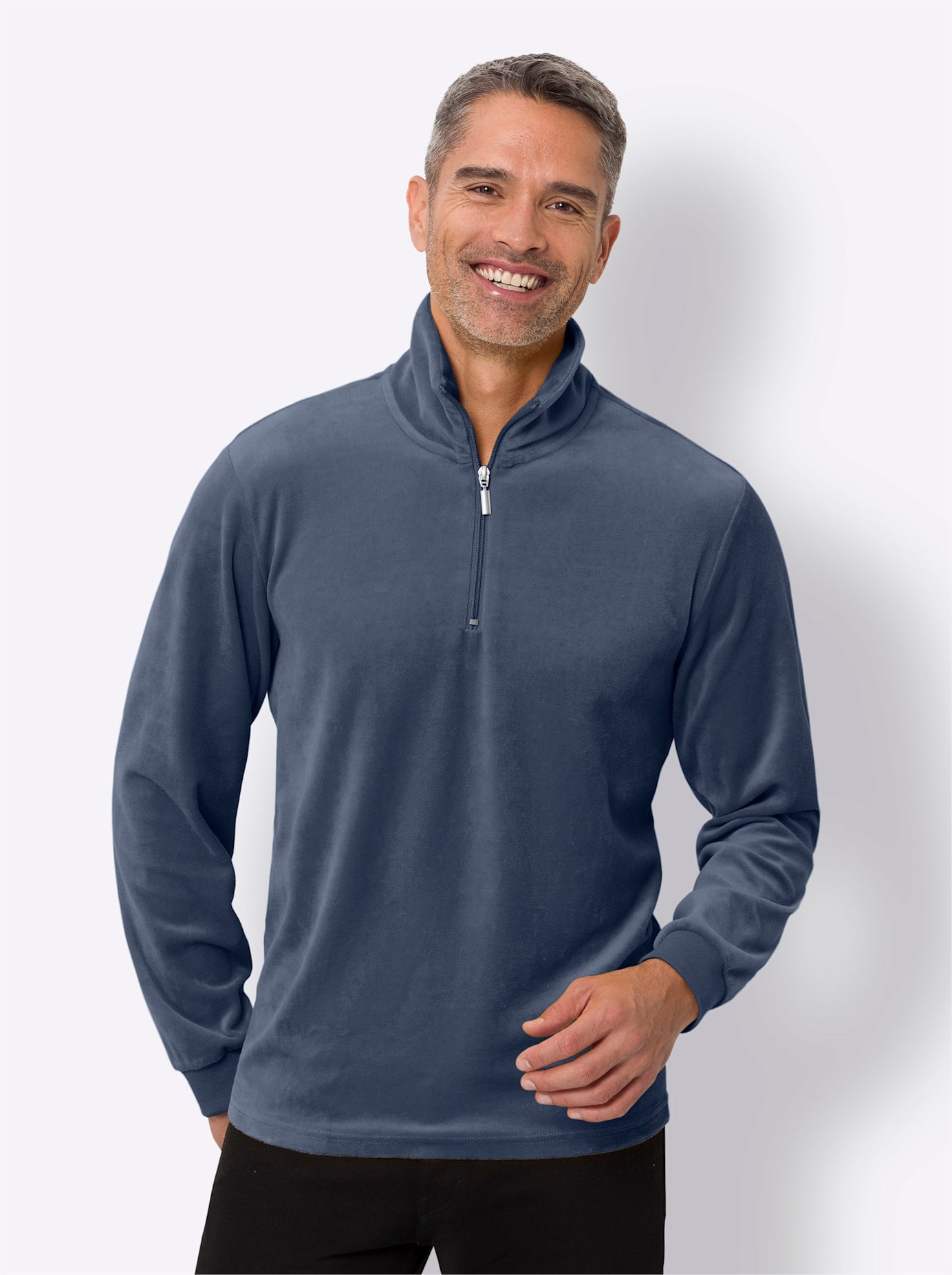 Sweatshirt CLASSIC, Herren, Gr. 48/50, blau (rauchblau), 75% Baumwolle, 25% Polyester, unifarben, Sweatshirts Image
