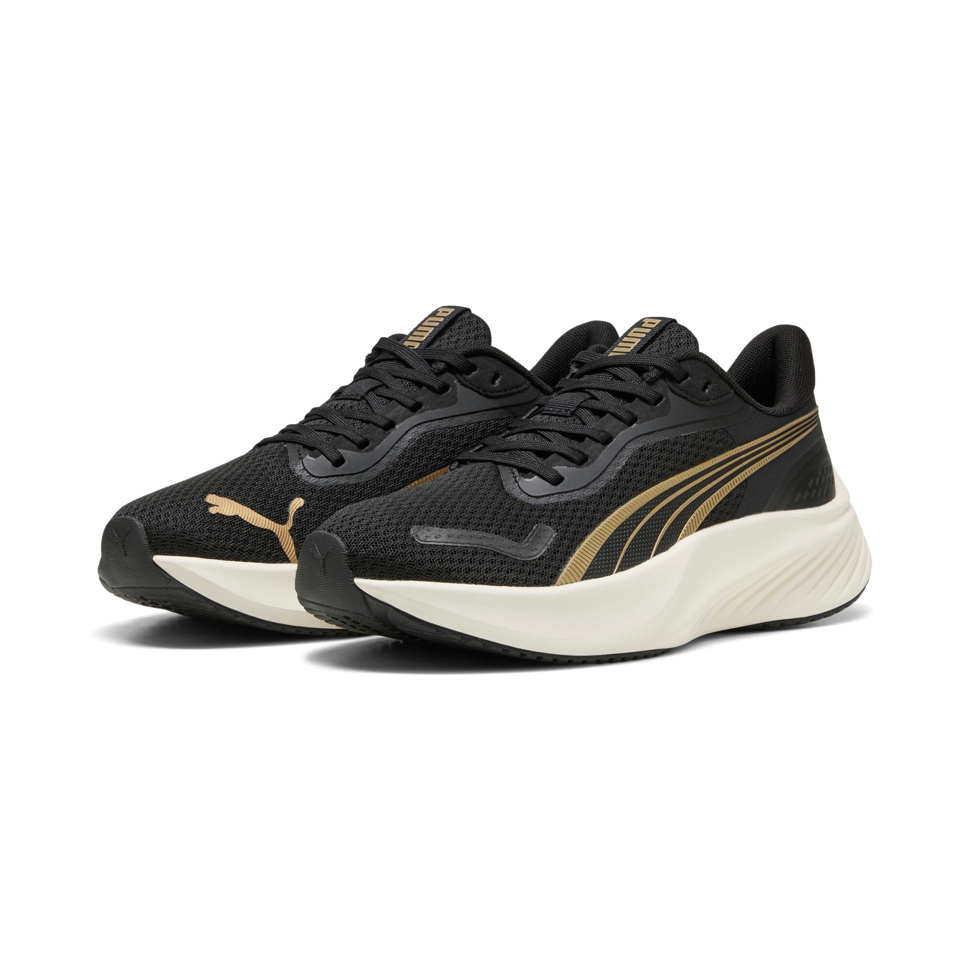 Laufschuh PUMA "POUNCE LITE", Damen, Gr. 39, puma gold, puma schwarz, Textil, Schuhe Laufschuh