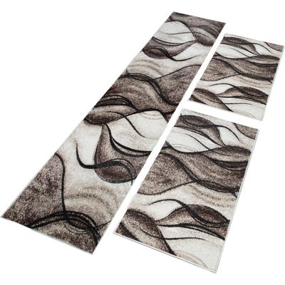 Bettumrandung MY HOME "Tritom" Gr. 14, braun, H:9mm, Obermaterial: 100% Polypropylen, Bettumrandung, mit besonders weichem Flor, Kurzflor, modernes Wellen Muster Image