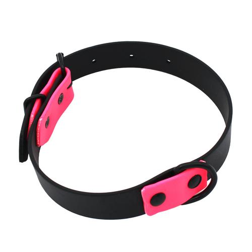 Heim Halsband zweifarbig genietet schwarz/pink 25mm breit, 40cm lang Hund