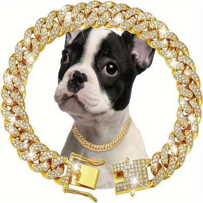 TEMU Stainless Steel Cartoon Pattern Dog Chain Necklace, Pet Jewelry Collar Pendant For Medium To Large Dogs - Heavy Duty Metal Accessory Image