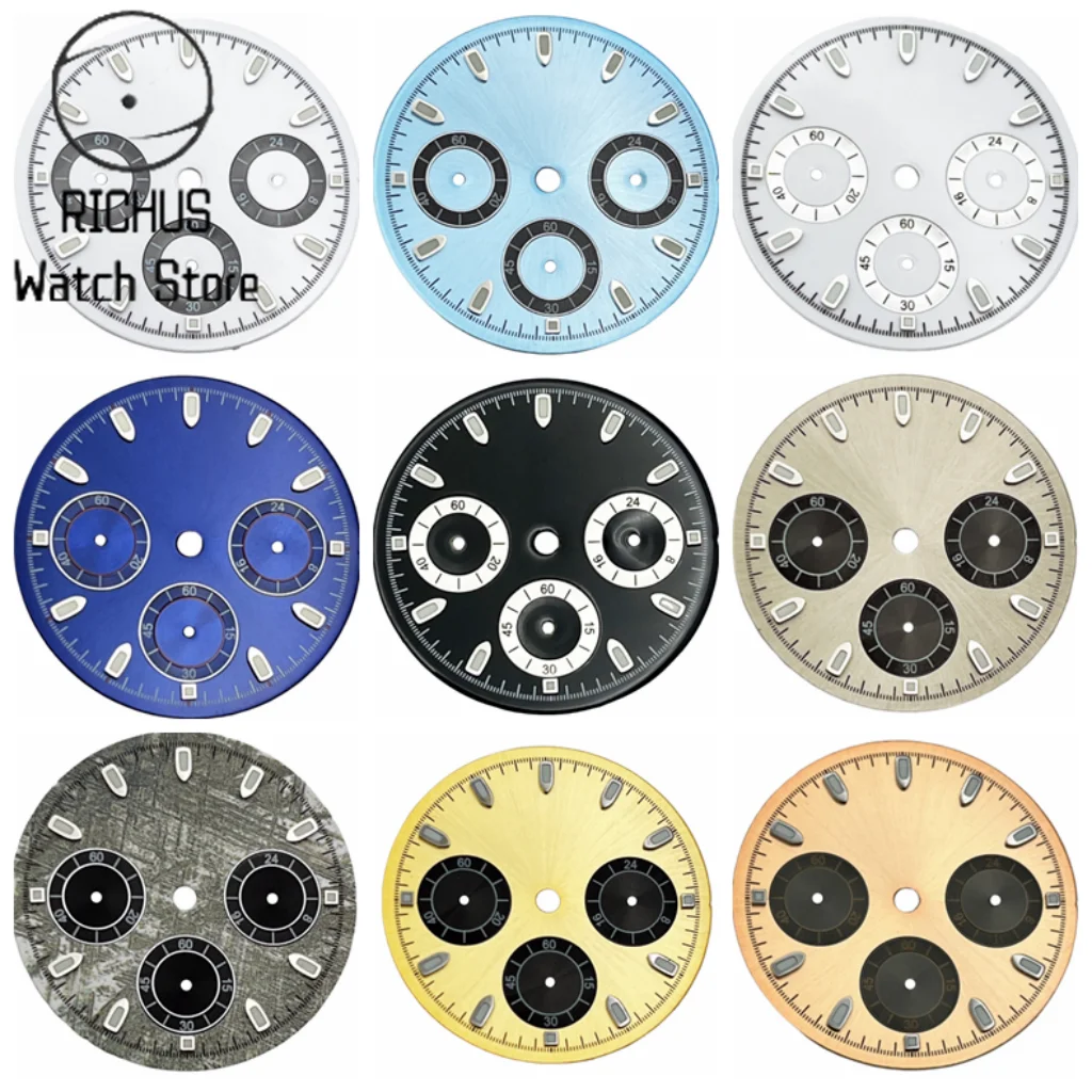 RICHUS VK63 29,5 mm steriles Zifferblatt, blau leuchtend, passend für VK63 Quarzwerk, Uhrenzubehör, Teile Image