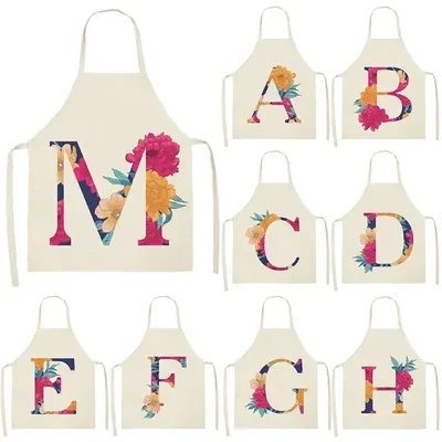 Floral red letter pattern suitable for home kitchen apron children's printed apron home kitchen bib