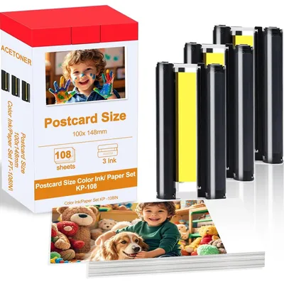 Selphy Photo Paper KP-108 Ink Case KP108 For Canon Selphy Compatible CP1500 CP1300 CP1200 CP910 CP900 Photo Printer 6 Inch