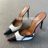Zweifarbige Spleißen Spitzschuh Pantoletten Frauen Elegante Schleife Aufkleber Flache High Heels Schuhe Damen Luxus Schwarz-weiß Mode Hausschuhe
