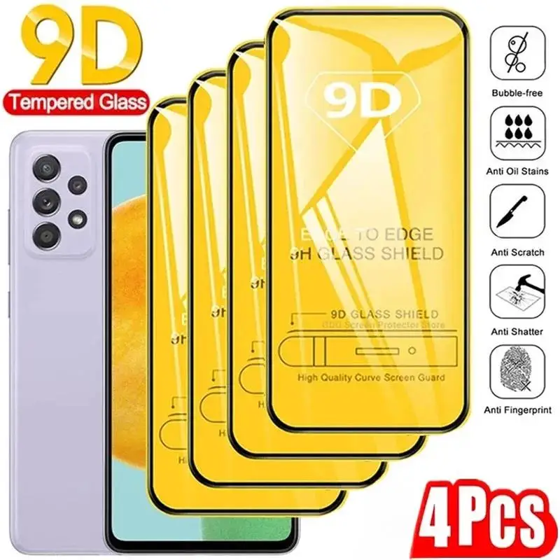 1-4Pcs 9D Screen Protector Für Samsung A55 5G A54 A53 A52 A51 A35 A34 A33 A32 a31 A25 A24 A14 A15 A13 A22 A06 A05 Gehärtetem Glas Image