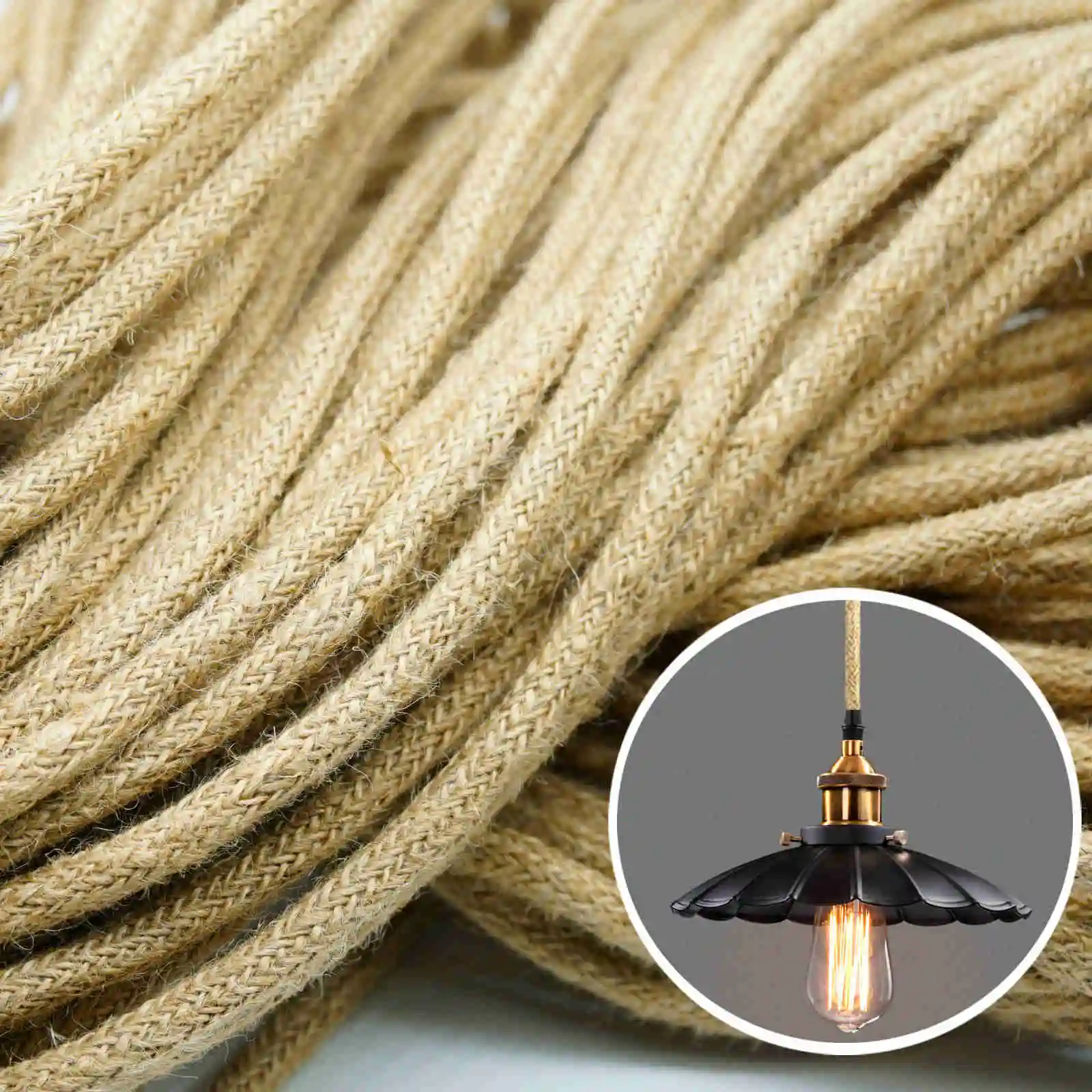 2 Core 3 Core Seil Verdreht Kabel Retro Hanf Elektrische Draht Kupfer Vintage Lampe Woven Textil Draht Anhänger Licht Geflochtene schnur