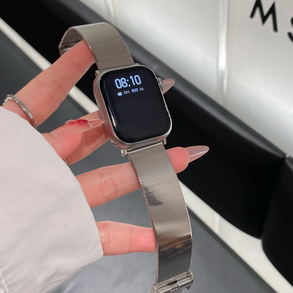 Edelstahl-Damenarmband für Apple Watch Series 10 42 mm 46 mm Ultra 2 49 mm Armband für iwatch 9 8 7 se 6 5 40 44 45 41 mm Image