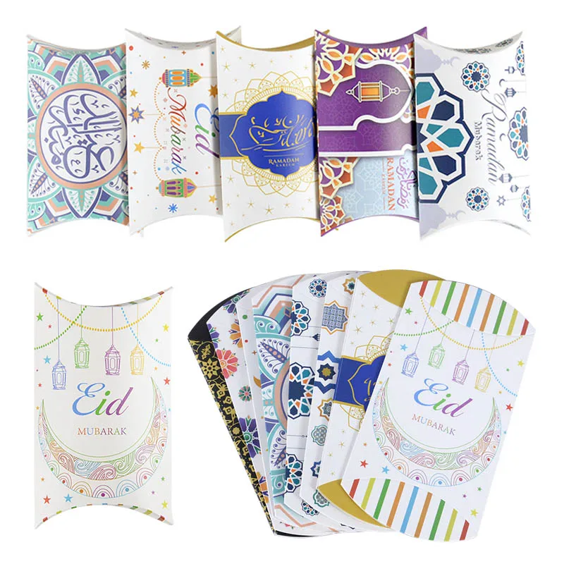 10 Stücke Eid Mubarak Pralinenschachtel Kissenform Ramadan Kareem Geschenkbox Für Kekse Handgemachte Gefälligkeiten Paket Ramadan Dekoration 2025 Image