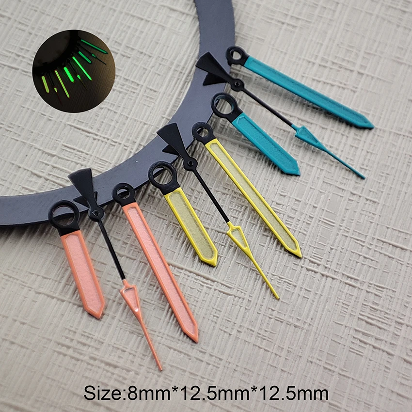 NH35 Zeiger Uhrenzubehör C3 starke Nachtlichtzeiger gelb blaue Zeiger passend für NH35/NH36/4R/7S-Uhrwerke Image