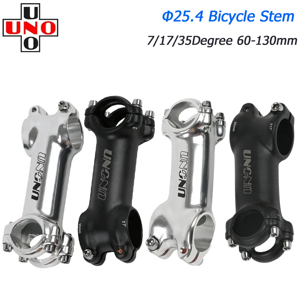 UNO Ultraleichter 17/35-Grad-Fahrradvorbau 25,4 mm 70–120 mm Fahrradlenkervorbau MTB Power Parts Mountain Road Schwarz/Silber Vorbau