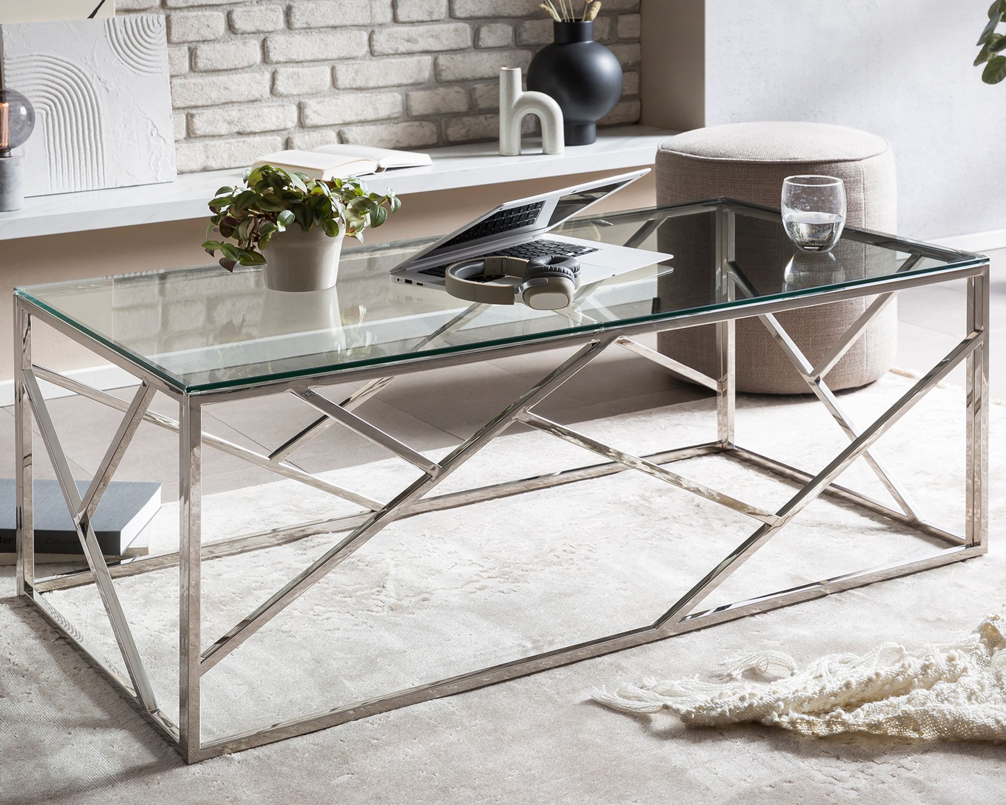 SalesFever »Orion« Couchtisch silber 120x45x60 cm
