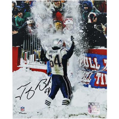 V106832 PAT Tedy Bruschi New England Patriots Autogrammfoto „Schneefeier“ im Hochformat, 20,3 x 25,4 cm, Tedy Bruschi AUT 08x10 FOTO 45670 AUTPHO 08FBBR0117