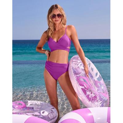 Carmen Marc Valvo - Purple Cactus Flower - Swim Sense Underwire Wrap Bikini Top - Large