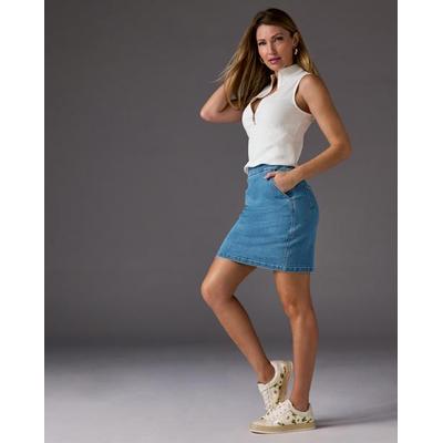 Boston Proper - Light Med Wash Blue - Pull on Denim Skort - 14