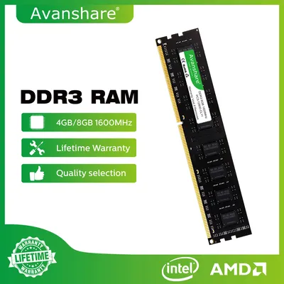 Avanshare Desktop Ram Memory DDR3 DDR4 DDR5 32GB 16GB 8GB 4GB1333 1600 2400 2666 3200 5600MHz For