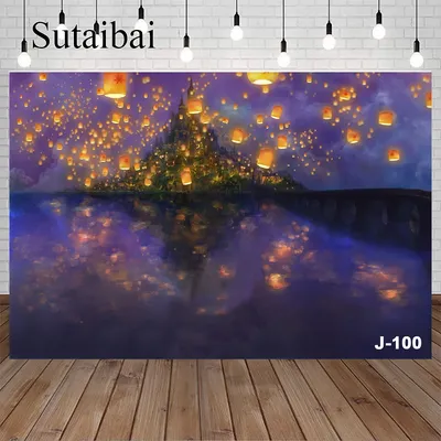 Disney Princess Tangled Rapunzel Photography Background Baby Girl Birthday Party Decoration Banner Backdrop Photo Studio Custom