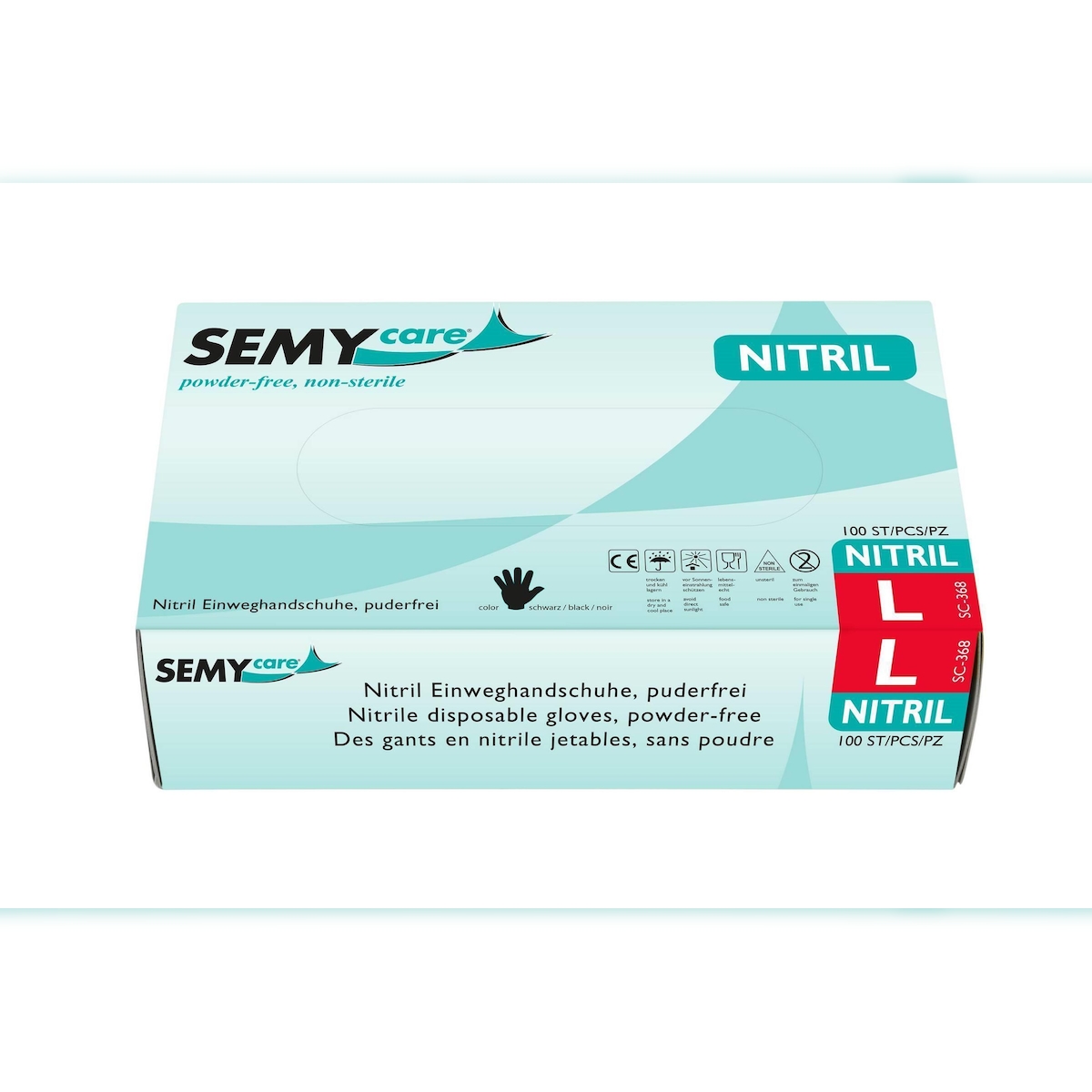 Plock GmbH SemyCare Nitril-Einweghandschuhe - schwarz - 1000 Einmalhandschuhe - Gr. XL Image
