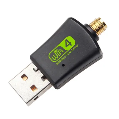 USB Wireless Card Adapter 2.4G 300Mbps RP SMA Female External Antenna