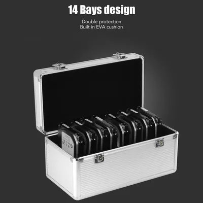 Hard Drive Case Hard Drive Storage Box 14 Bays Double Lock Design Hard Drive Case for 2.5in 3.5in