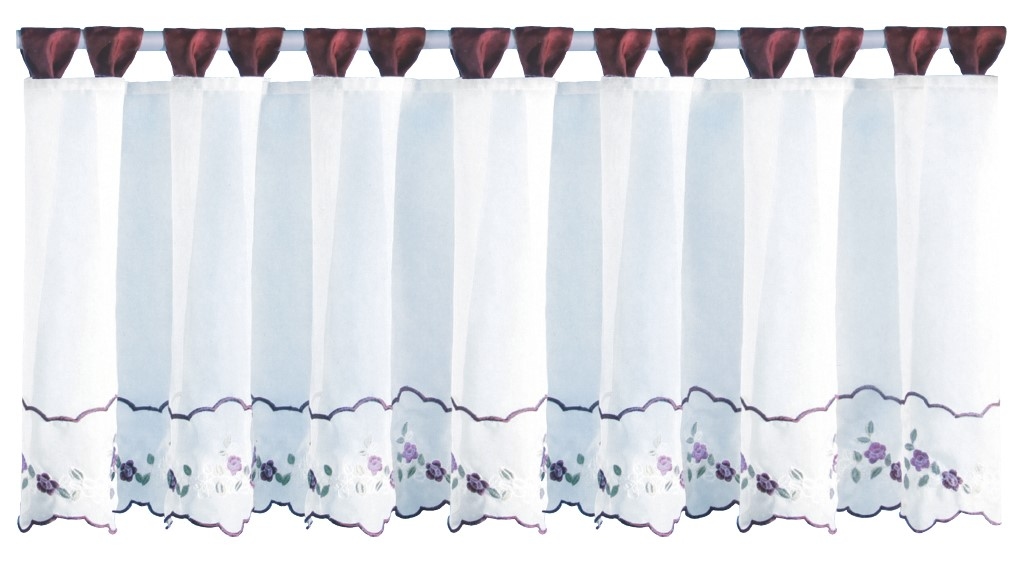 Arsvita Bistrogardine mit Schlaufen, ca. 150x45 cm "weinrot - Blumen" Image