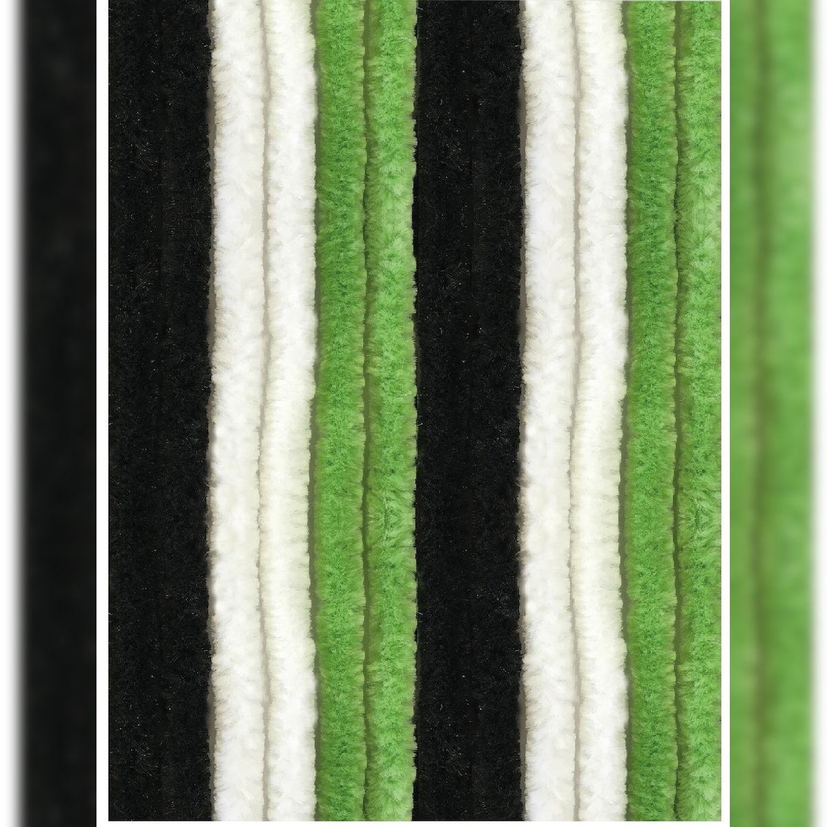 Arsvita Flauschvorhang 80x220 cm Unistreifen schwarz - grün - weiß Image