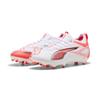 Fußballschuh PUMA "ULTRA 5 MATCH FG/AG Fußballschuhe Jugendliche", Kinder, Gr. 38, weiß schwarz glowing rot, Obermaterial: Textil, Synthetik; Futter: Textil, Synthetik; Innensohle: Textil; Laufsohle: Synthetik, Schuhe