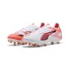 Fußballschuh PUMA "ULTRA 5 MATCH FG/AG Fußballschuhe Erwachsene", Gr. 41, weiß schwarz glowing rot, Obermaterial: Synthetik, Textil; Futter: Synthetik, Textil; Innensohle: Textil; Laufsohle: Synthetik, Schuhe