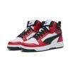Sneaker PUMA "Rebound V6 Mid Sneakers Jugendliche", Kinder, Gr. 38.5, rot (weiß schwarz for all time rot), Obermaterial: Synthetik, Textil; Futter: Textil; Innensohle: Textil; Laufsohle: Gummi, Schuhe