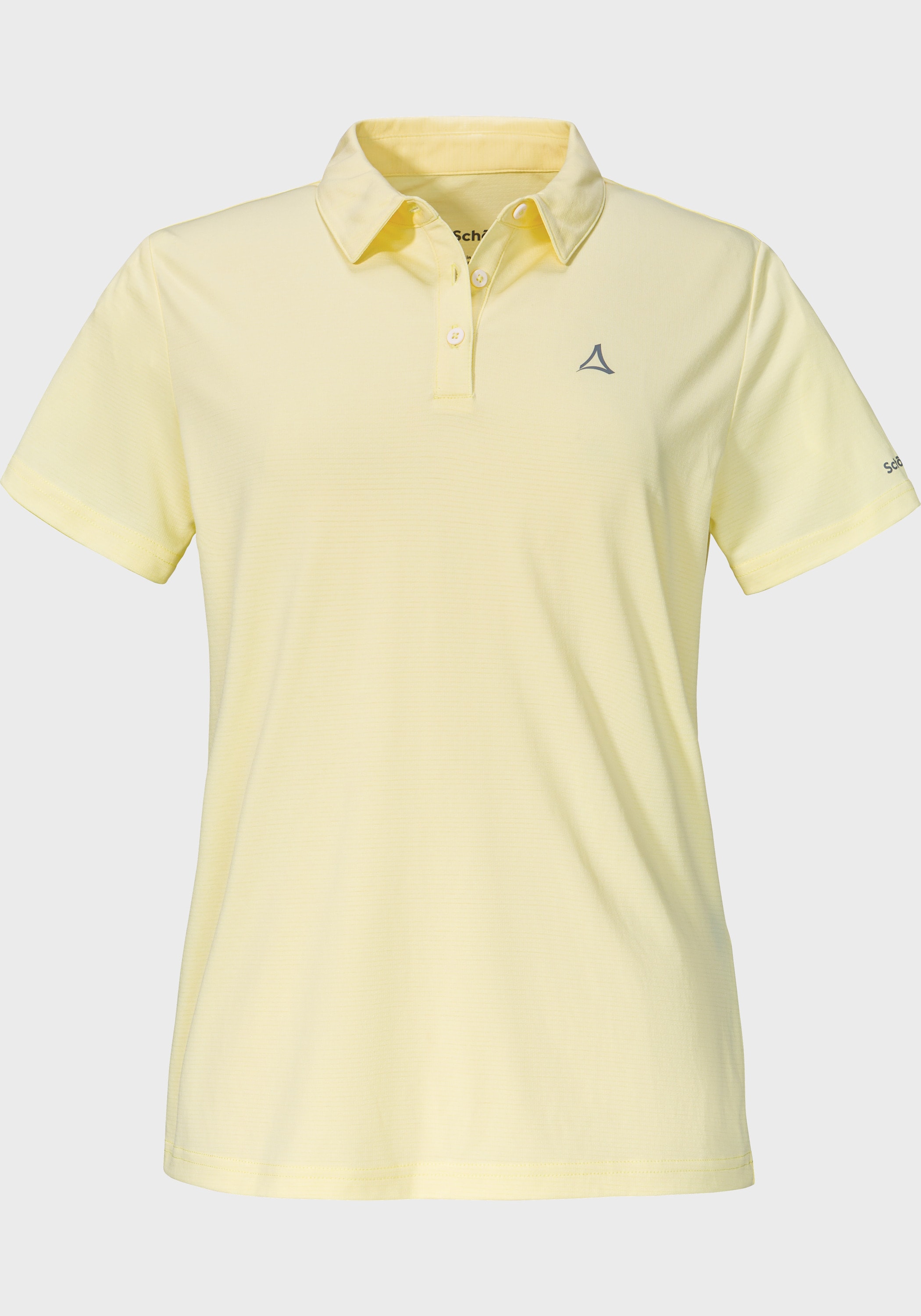 Poloshirt SCHÖFFEL "CIRC Polo Shirt Tauron L", Damen, Gr. 38, gelb (5105, gelb), Oberstoff: 100% Polyester, V-Ausschnitt, Shirts Image
