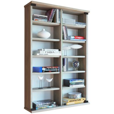 Media-Regal VCM "VCM Holz CD DVD Wandregal/Wandvitrine Vitrine mit 2 ESG-Sicherheitsglastüren. Maße: H. 92 x B. 60 x T. 18 cm 10 variable Einlegeböden - Zuntisa" Gr. 60, sonoma, eiche (sägerau), B:60cm H:92cm T:18cm, Holzwerkstoff, Holz, Spanplatte,... Image