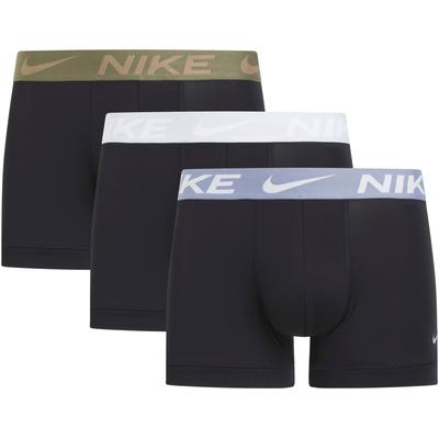 Trunk NIKE UNDERWEAR "TRUNK 3PK", Herren, Gr. M (48), blk, pr plat, ashn slte, med olive, Jersey, Obermaterial: 92% Polyamid, 8% Elasthan, unifarben, kontrastfarbene Details, körpernah, Unterhosen, mit NIKE Logo-Elastikbund Image