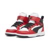 Sneaker PUMA "PUMA Rebound V6 Mid Sneakers Kinder", Kinder, Gr. 23, rot (weiß schwarz for all time rot), Obermaterial: Textil, Synthetik; Futter: Textil; Laufsohle: Gummi, Schuhe