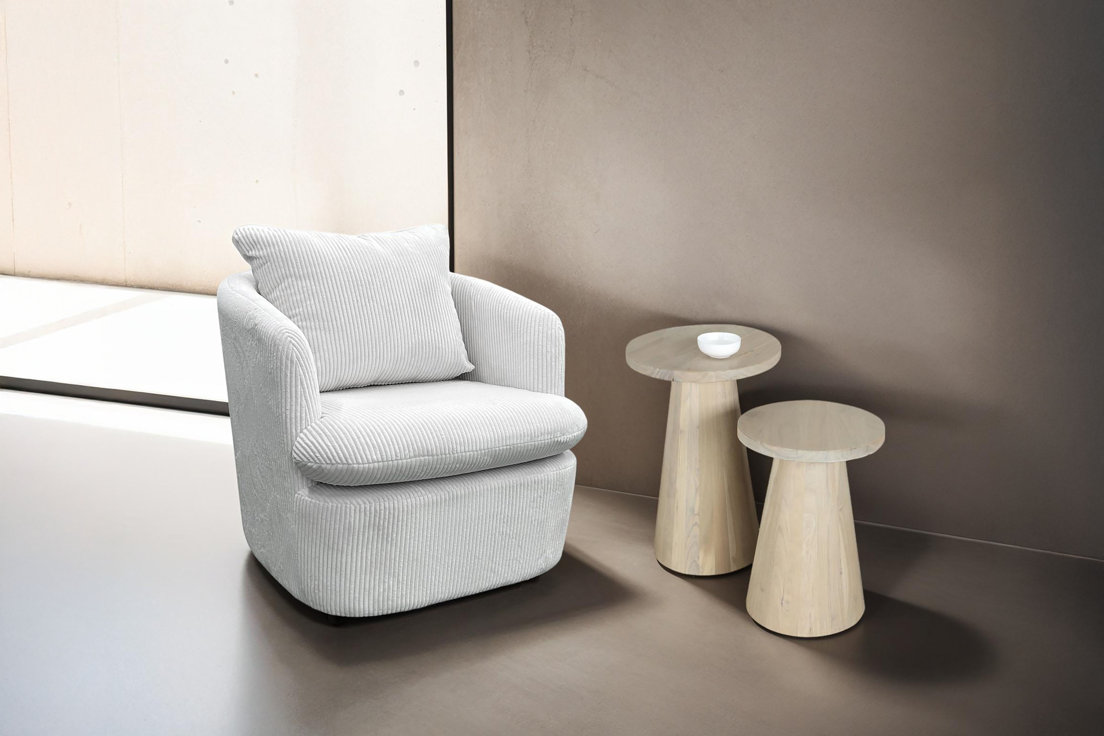 Beistelltisch BYLIVING "Cone", weiß (weiß wash, weiß wash, weiß wash), H:50cm, Tische, Beistelltisch, aus Massivholz in schwarz oder white wash, verschiedenen Größen