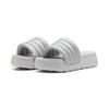 Sandale PUMA "Karmen Puffy Aqua Metallics Slides Damen", Gr. 39, silber feather gray metallic, Obermaterial: Synthetik; Futter: No lining; Innensohle: Textil; Laufsohle: Gummi, Schuhe