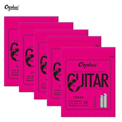 TEMU 5 Sets, Each With 6 Strings, Thickness Ranging From 0.25 To 1.34mm. Acoustic Guitar String Set - High-quality Instrument Accessories That Sound And Durability, Providing A And Full Tone.
