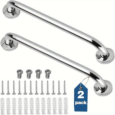 TEMU 2 Pack Shower Grab Bar, Stainless Steel Bathroom Grab Bar, Shower Handle Bath Handle, Safety Bars For Shower Chair Bench, Grab Bars Senior, Elderly, Handicap Image