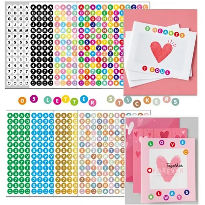 12 Blatt Mini-Buchstabenaufkleber, 0,5 Zoll, abnehmbare Zahlen-Alphabet-Aufkleber für DIY-Briefpapier, Sammelalbum, Grad, Tasse, Becher, Bastelkunst Image