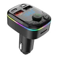 Trasmettitore FM per auto Bluetooth 5.0 PD Tipo-C Lettore ambientale doppio USB Caricatore MP3 per auto Tipo-C Luce wireless 18W Vivavoce PD QC3.0