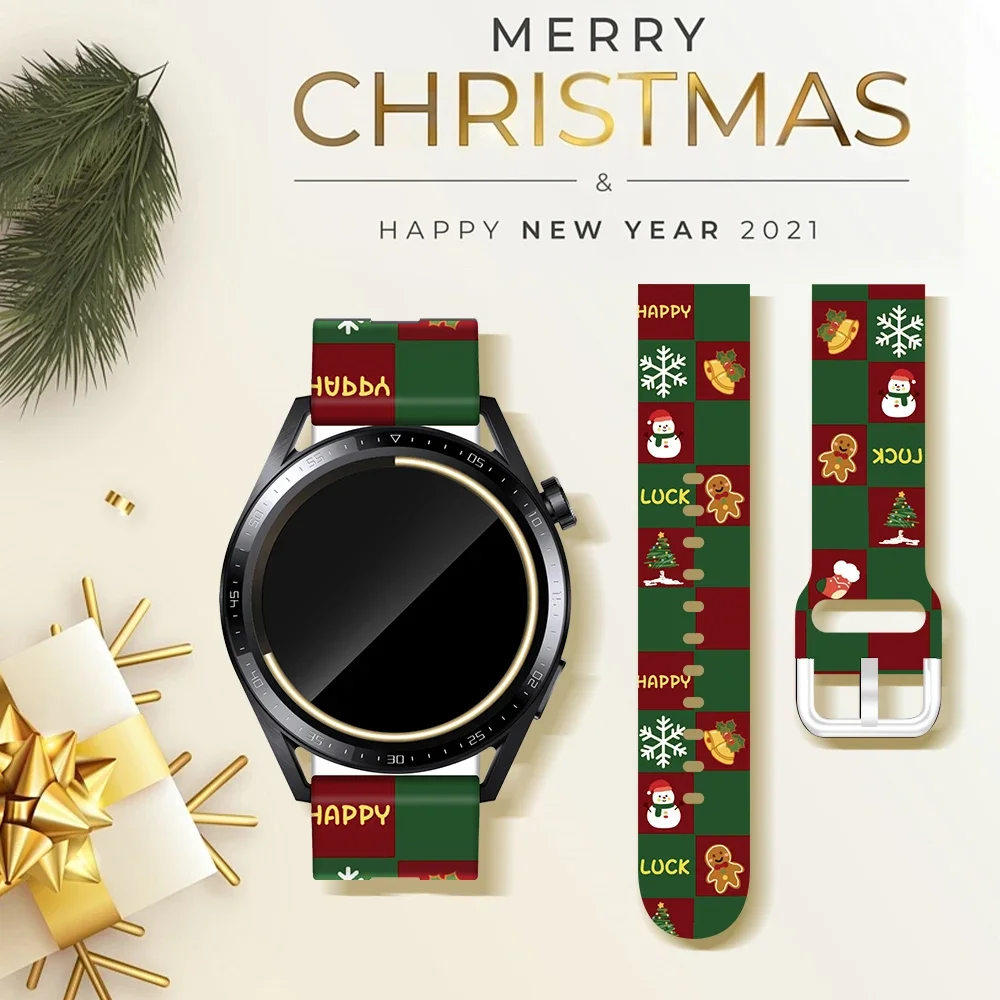 20 mm 22 mm Weihnachtsarmband für Samsung Galaxy Watch 7 6 5 4 40 mm 44 mm/5 Pro/Watch 6 4 klassische Uhrenarmbänder aus weichem Silikon Image