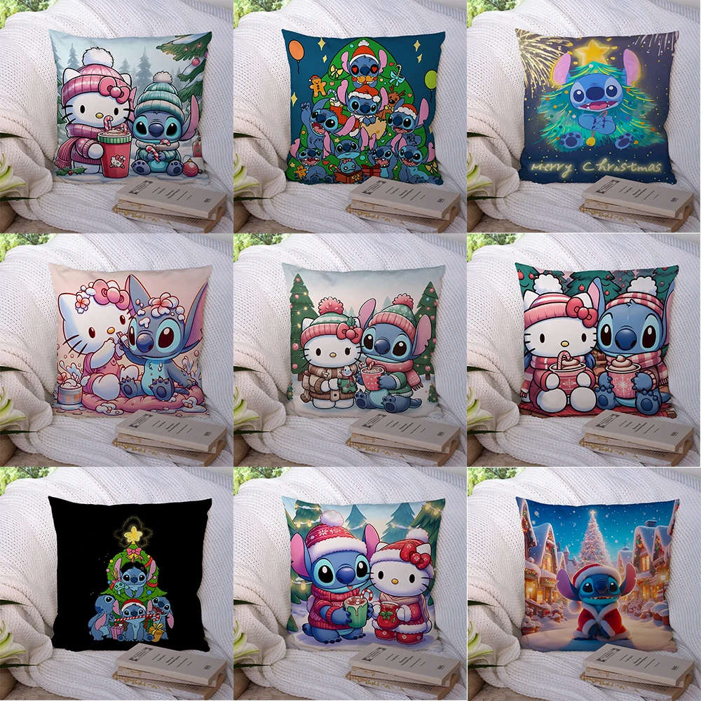 Weihnachten Stich Hallo Kitty Kissen dekorative Kissenbezug Wohnzimmer Sofa Kissenbezug Zimmer Dekoration Weihnachtsgeschenk Image