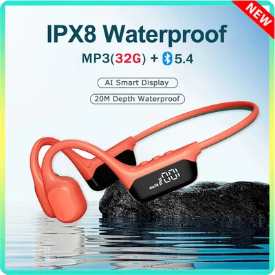 Knochenleitungskopfhörer Wireless Open IPX8 Wasserdichtes Headset zum Schwimmen Bluetooth 5.4 Drahtlose Sportkopfhörer MP3 32G RAM Image
