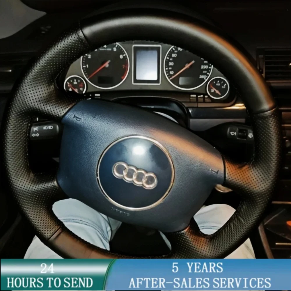 Maßgeschneiderte Auto-Lenkrad-Geflecht-Abdeckung, schwarzes Handnähen, Mikrofaser-Leder, für Audi A4, A6, A8, A8, L 1998–2001, Allroad 2001 Image