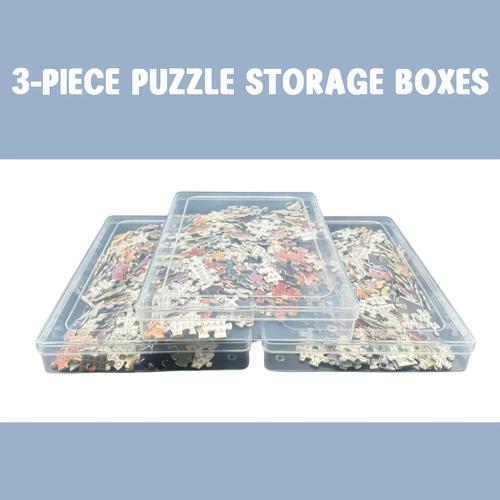 TEMU Ensemble de boîtes en plastique transparent pour les pièces de puzzle, idéal pour 500, 750 et plus de 1000 pièces. Facile à transporter, imperméable et à la poussière.