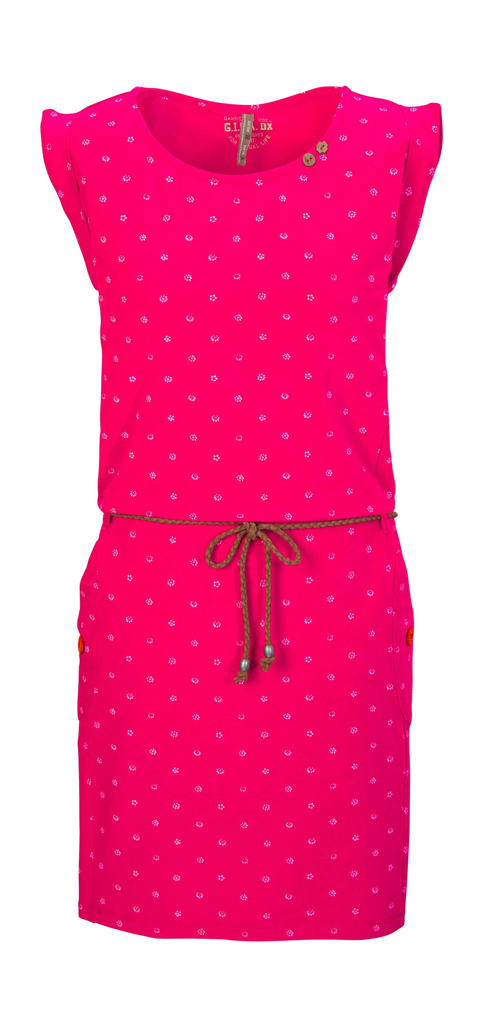 Sommerkleid "GS 42 WMN DRSS", Damen, Gr. 38, Normalgrößen, pink, Oberstoff: 95% Baumwolle, 5% Elasthan, G.I.G.A. DX BY KILLTEC, Sportlich, Kleider, Sommerkleid, bequemes Material, All Over-Print, geflochtener Gürtel Image