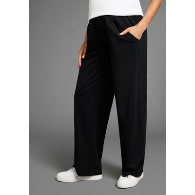 Umstandshose NEUN MONATE "Weiche Jersey-Hose", Damen, Gr. 36/38, N-Gr, schwarz, Jersey, Obermaterial: 95% Baumwolle, 5% Elasthan, unifarben, Basic, bequem lang, Hosen, Jersey-Hose für Schwangerschaft und Stillzeit