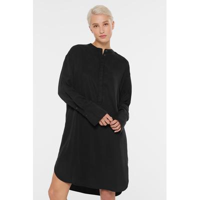 Sommerkleid SENSES.THE LABEL, Damen, Gr. XS, US-Größen, schwarz, Material: 100% Lyocell, unifarben, casual, lässig geschnitten normal, hoch geschlossener Ausschnitt, Langarm Ärmel mit Ärmelschlitz Manschette, Kleider, mit abgerundetem Saum Image